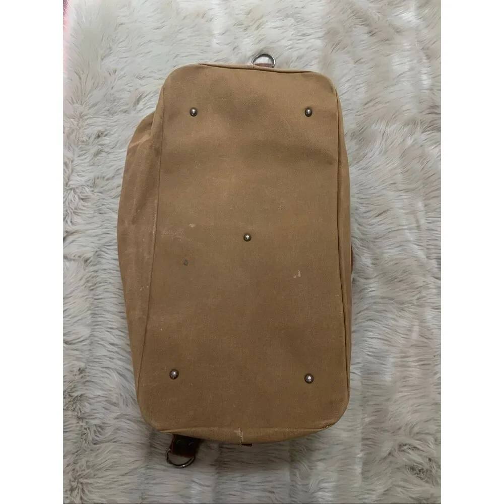 NEWHEY Carry On Duffel Bag Canvas/Genuine Leather Brown